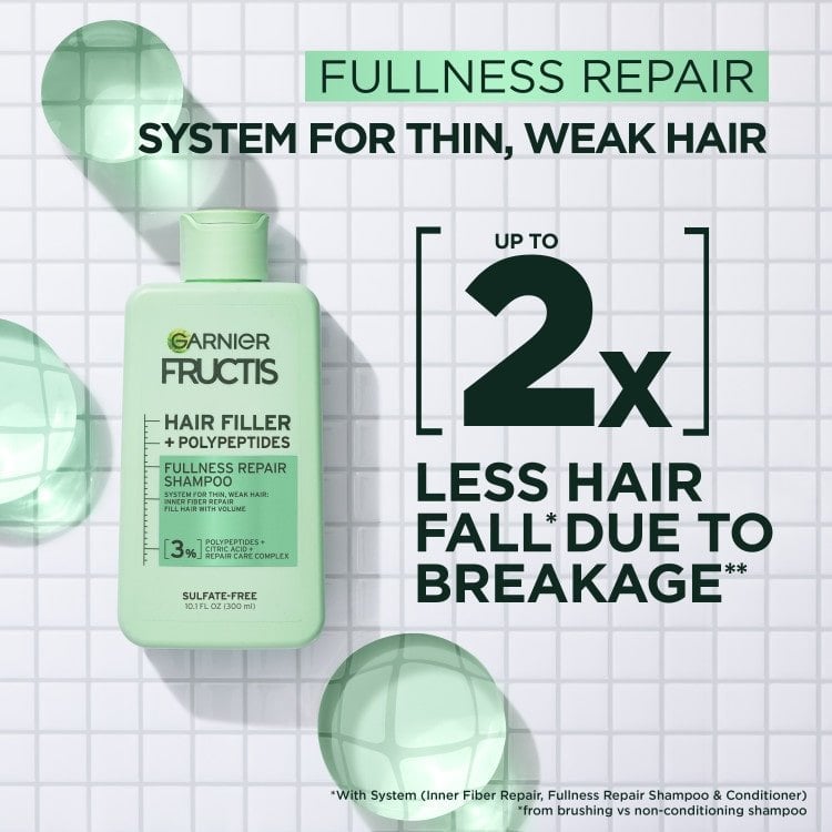 shampoo riparatore e volumizzante per capelli con riempitivo e polipeptidi
